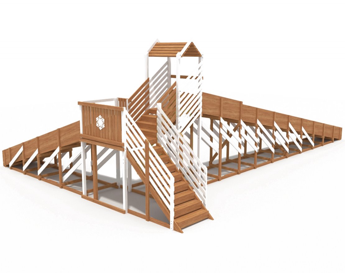 Зимняя деревянная горка Snow Fox 12 м с двумя скатами мод. 724 - вид 3
